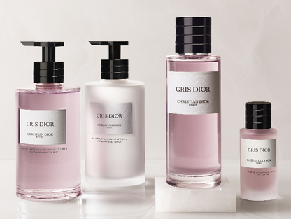 Gris Dior L'Art du Parfumage Set Eau de Parfum (200 ml), Liquid Soap (300 ml), Hydrating Lotion (300 ml) and Hair Perfume (40 ml)